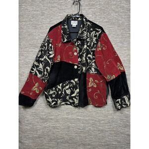 Tantrums Collection Jacket Womens XL Multicolor Floral Velvet Patchwork Lined